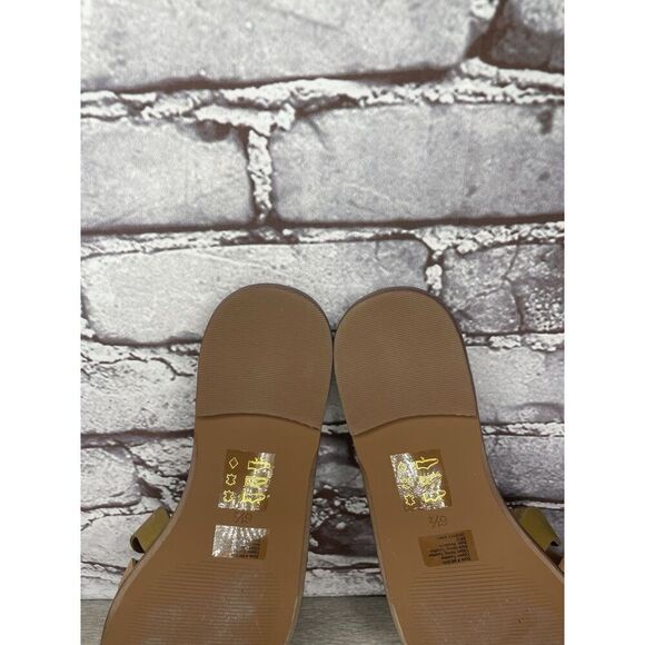 Madewell Brown Green Wavy Snake Embossed Leather Slides Flats Sandals Women 6.5M - Picture 7 of 16